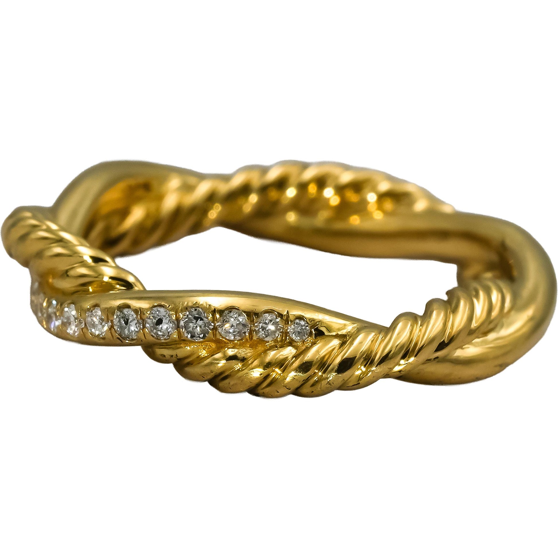 DAVID YURMAN 18k Yellow Gold VS Diamond Cable Classic Band Ring 0.15CT Size 4.5