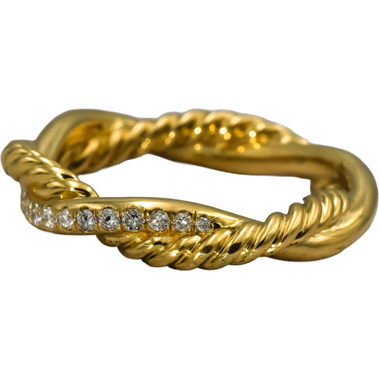 DAVID YURMAN 18k Yellow Gold VS Diamond Cable Classic Band Ring 0.15CT Size 4.5