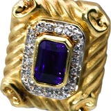 14k Yellow Gold Diamond and Amethyst Earrings 2.55CT