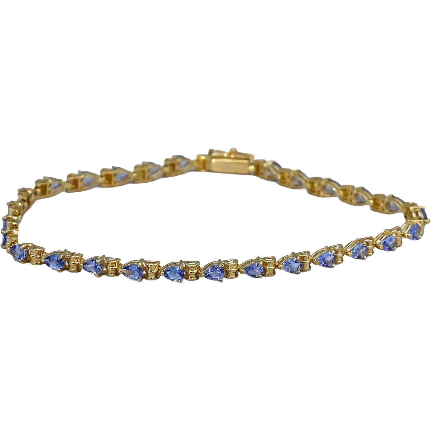 14k Yellow Gold Pear Cut Tanzanite Line Bracelet 4.0CT