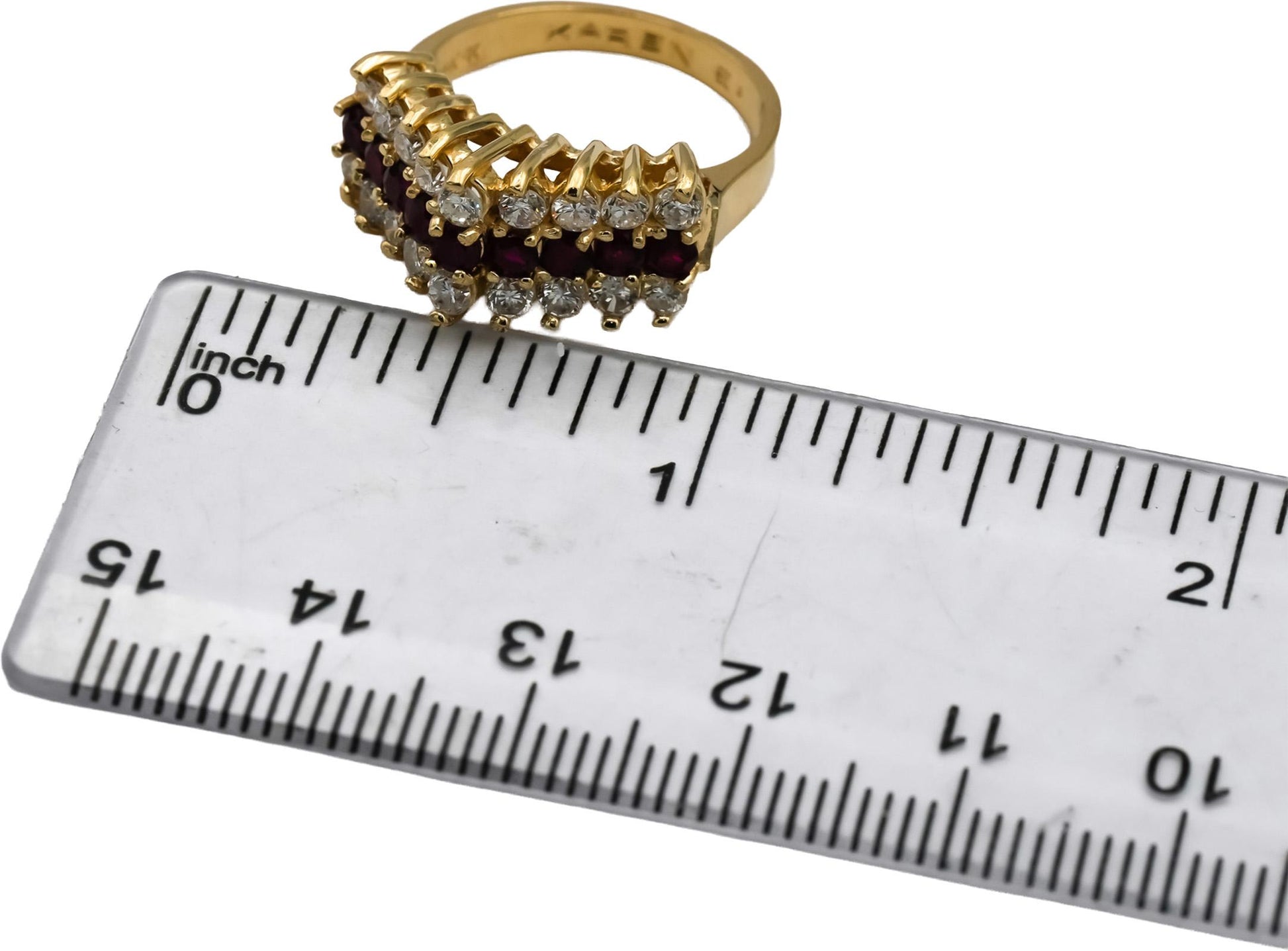 14k Yellow Gold Round Diamond and Ruby Cocktail Ring 1.50CT Size 6.25