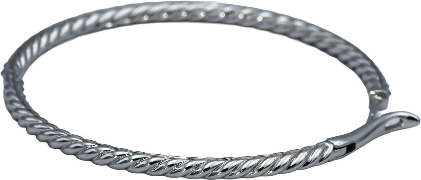 DAVID YURMAN 18k White Gold Diamond Reverse Set Inside Out Hoop Earrings 3.0CT