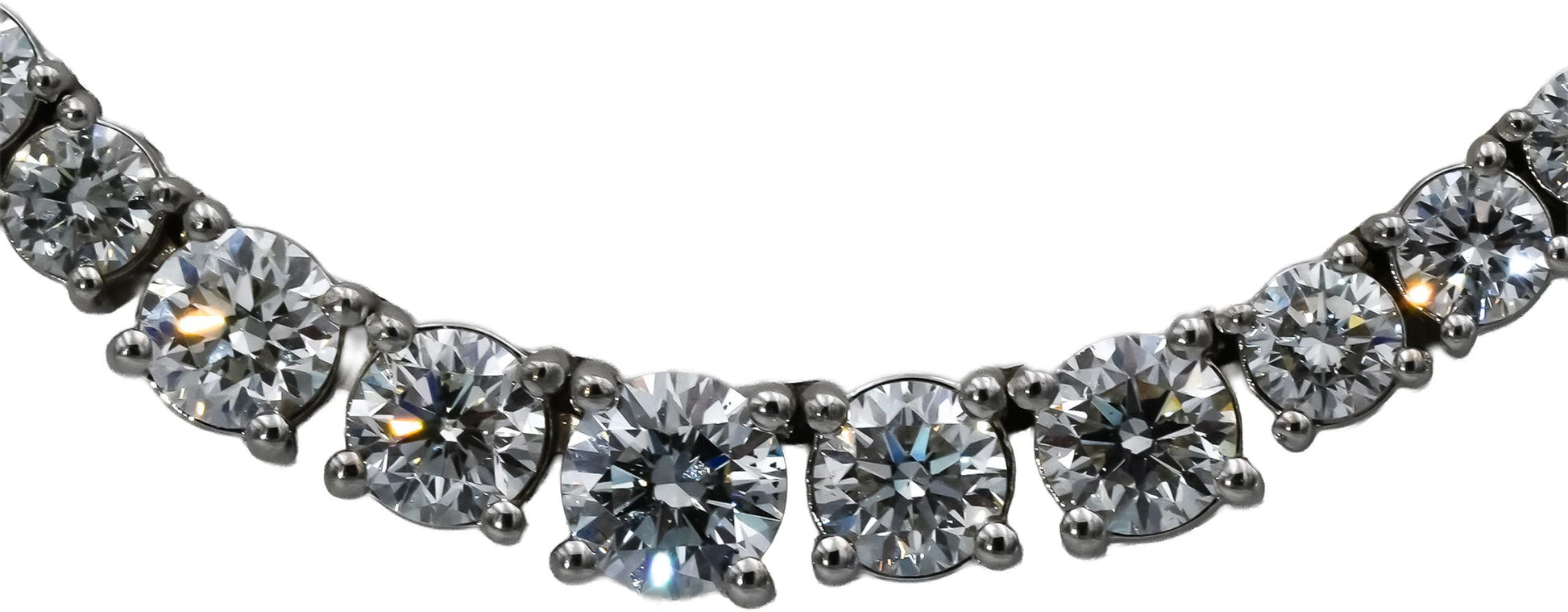 14k White Gold VS Round Diamond Graduated Riviera Necklace 7.78CT 176 Pieces