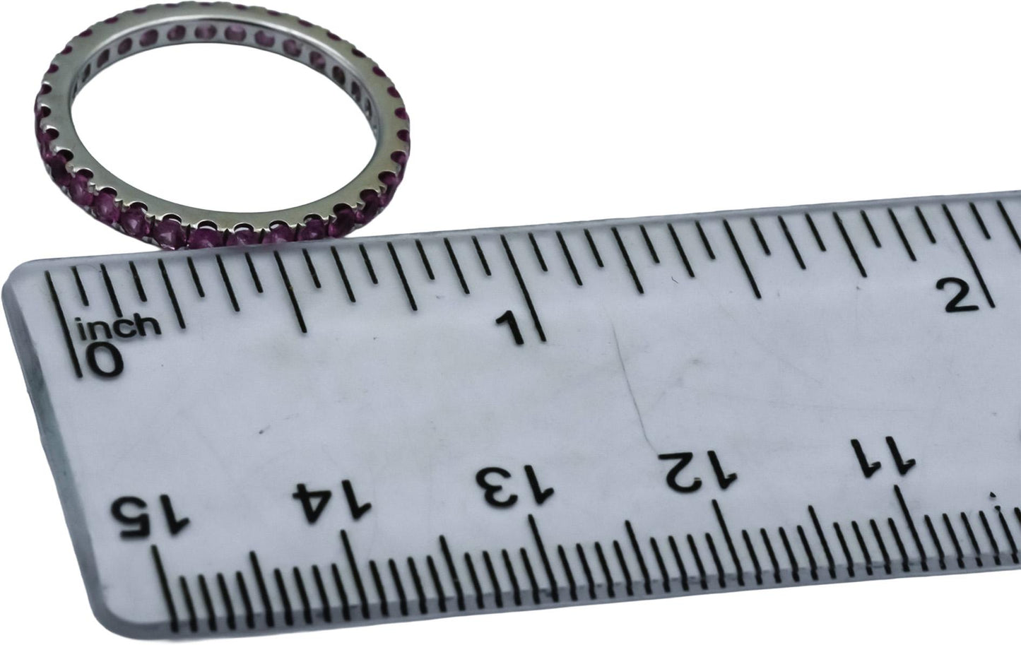 18k White Gold Round Pink Sapphire Eternity Band Ring 1.0CT Size 6.75