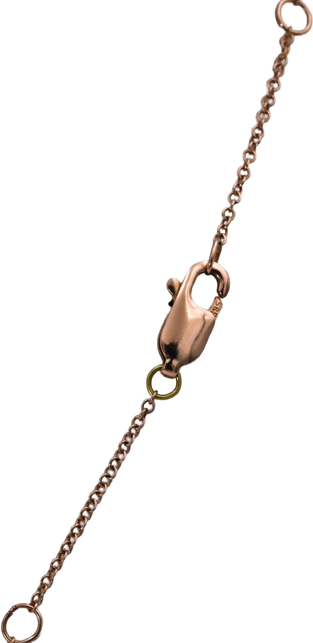 14k Rose Gold Round Diamond Bar Pendant Necklace 0.20CT