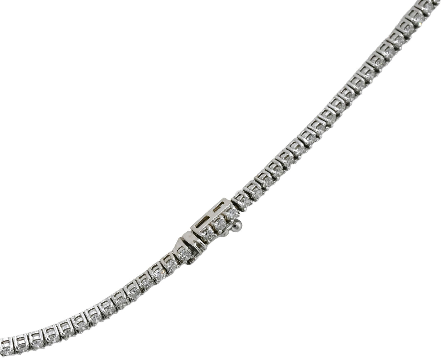 14k White Gold VS Round Diamond Tennis Necklace 4.49CT