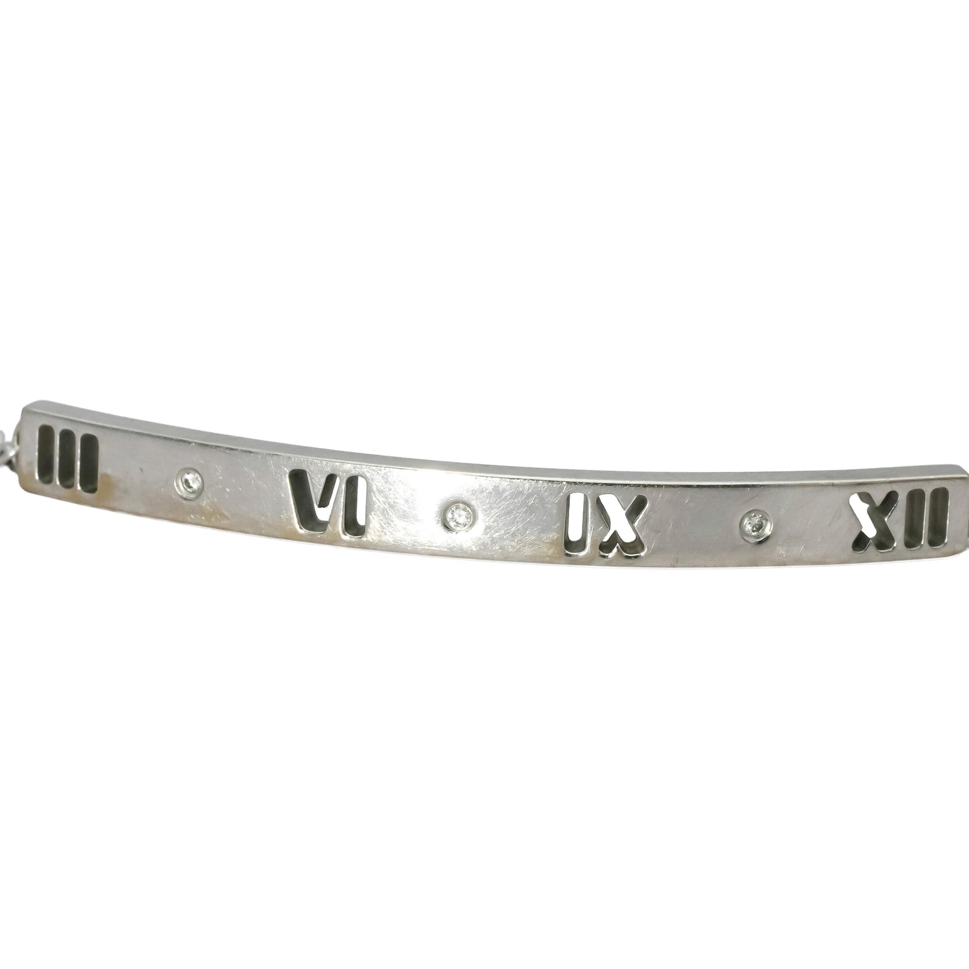 TIFFANY & CO. 18k White Gold Diamond Atlas ID Bracelet