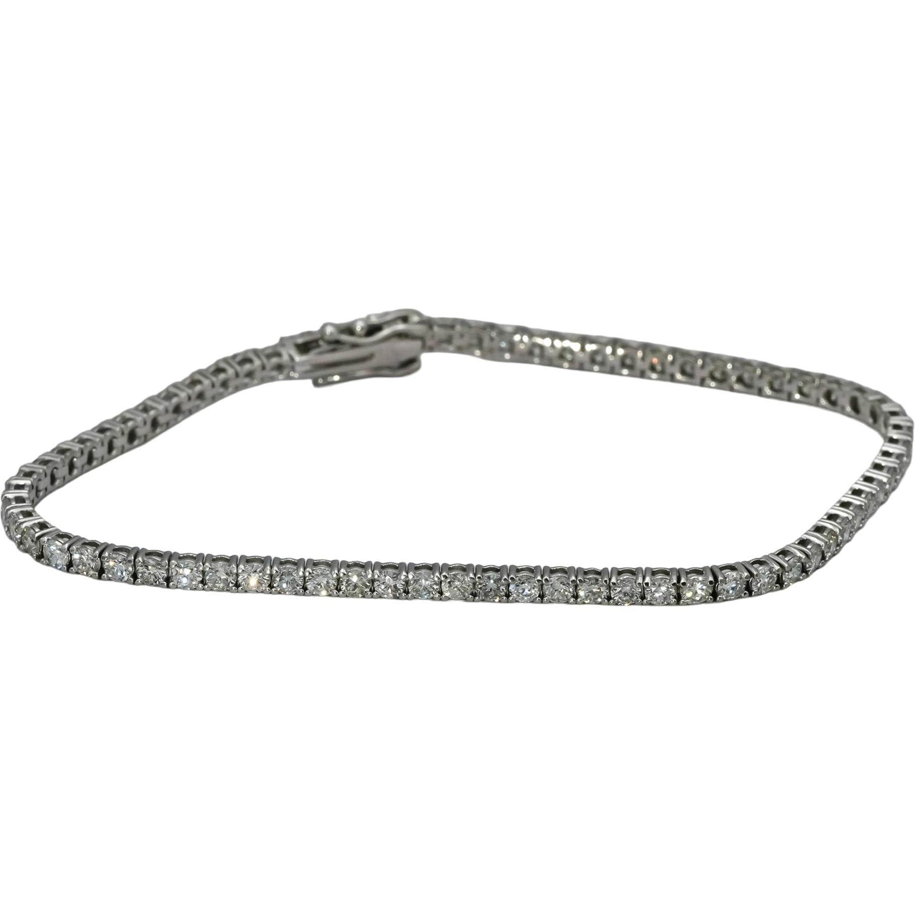 14k White Gold VS Round Diamond Tennis Bracelet 3.23CT