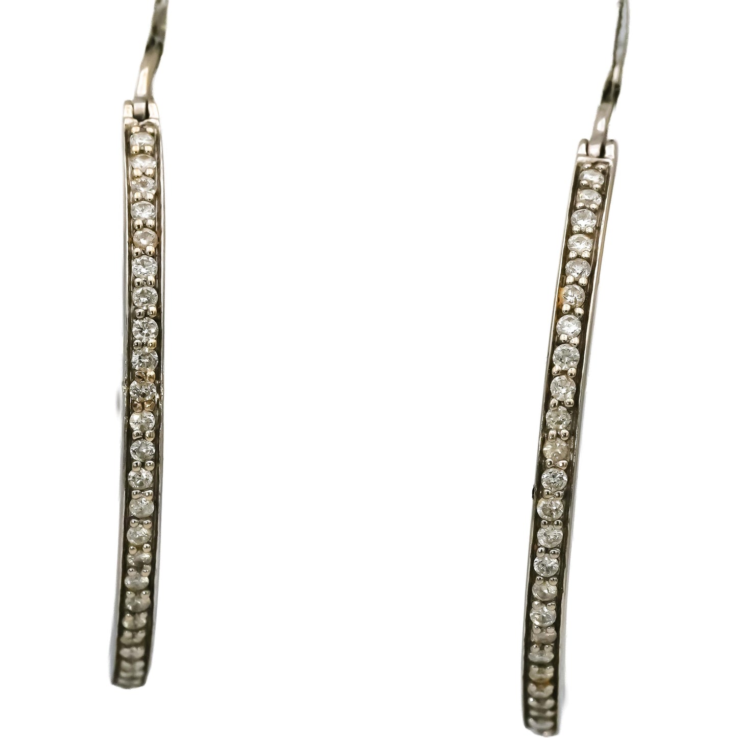 14k White Gold Round Diamond Hoop Earrings 1.50CT