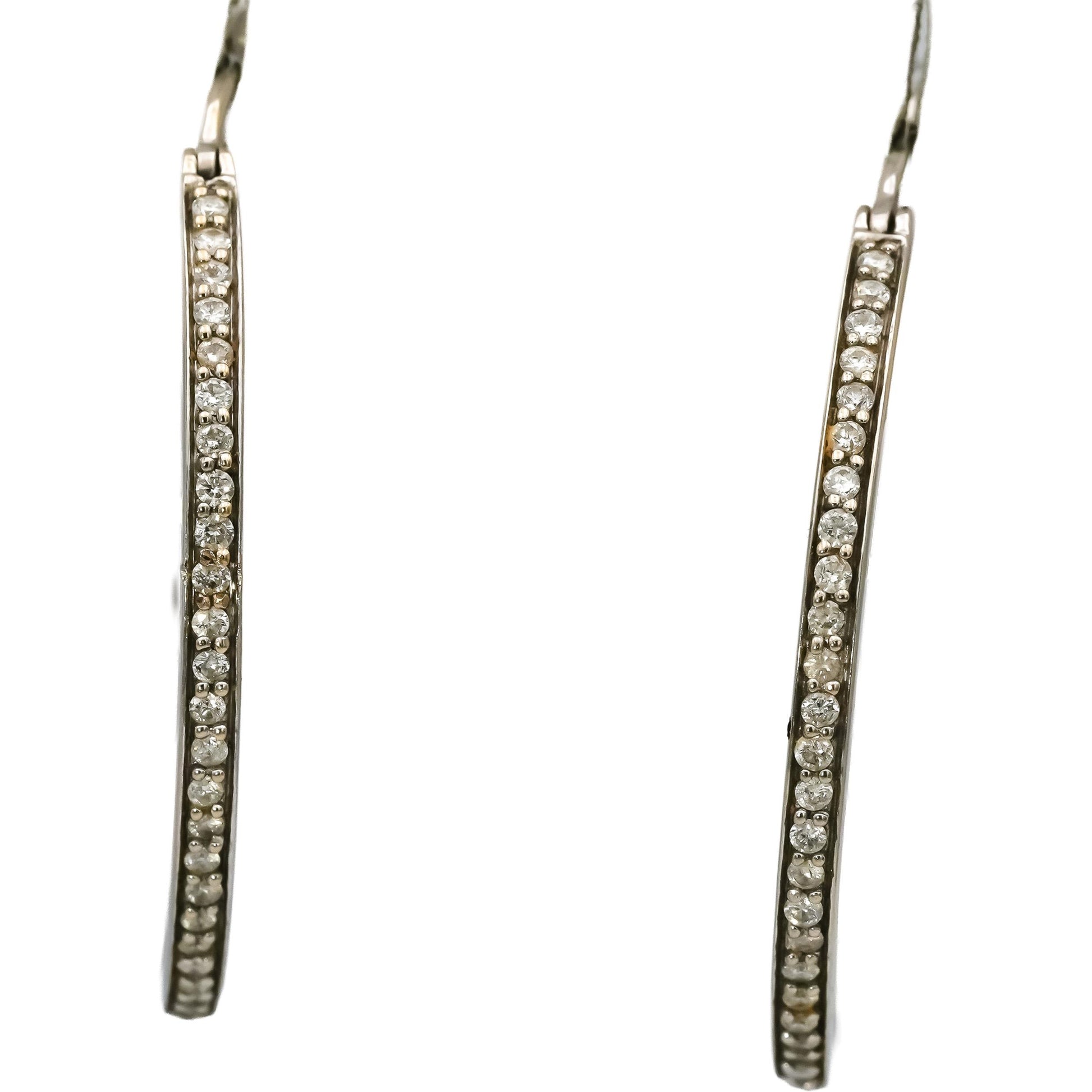 14k White Gold Round Diamond Hoop Earrings 1.50CT