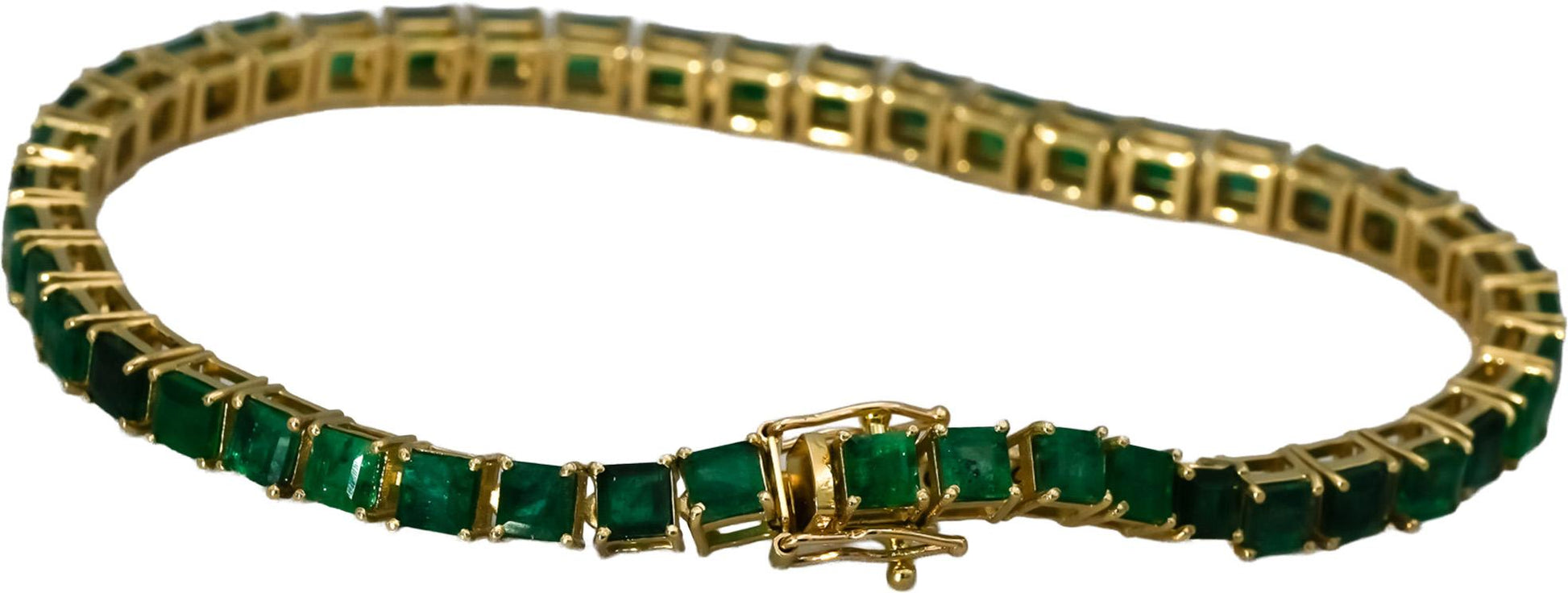 14k Yellow Gold Emerald Tennis Bracelet 7.50CT
