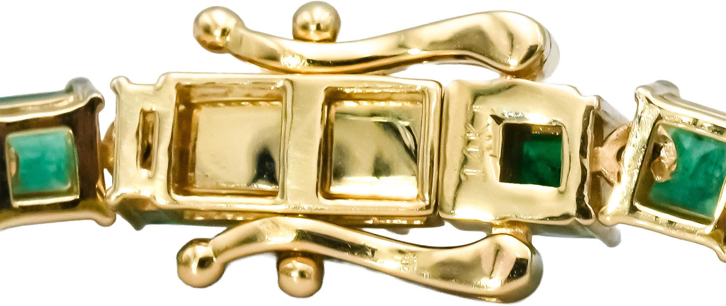 14k Yellow Gold Emerald Tennis Bracelet 7.50CT