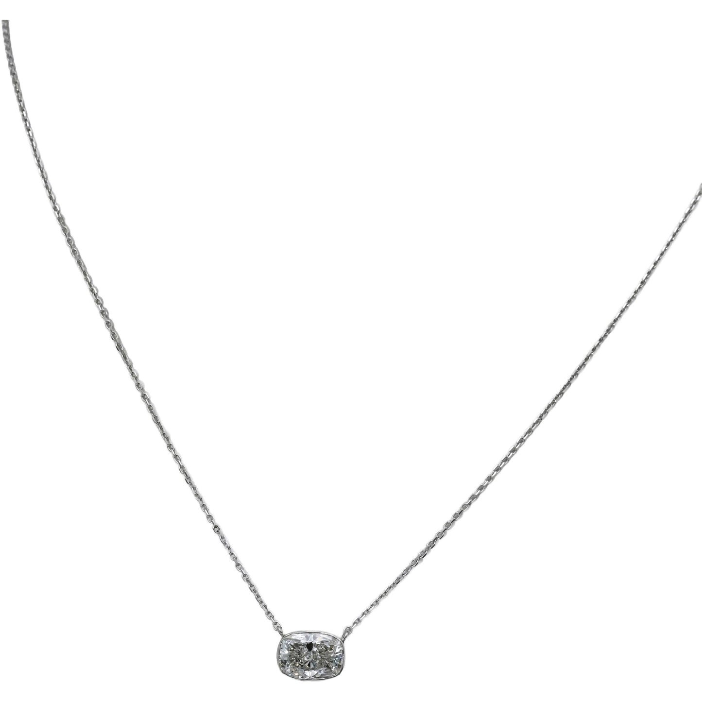 14k White Gold VS Cushion Cut Lab-Grown Diamond Pendant Necklace 1.92CT