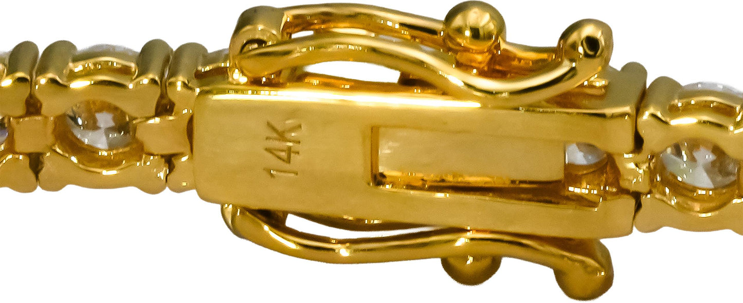 14k Yellow Gold VS Round Lab-Grown Diamond Tennis Bracelet 7.55CT