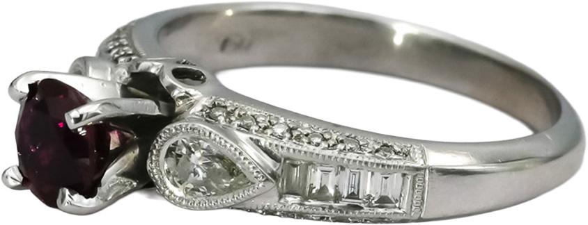 18k White Gold VS Diamond and Ruby Cocktail Ring 1.57CT Size 7.75