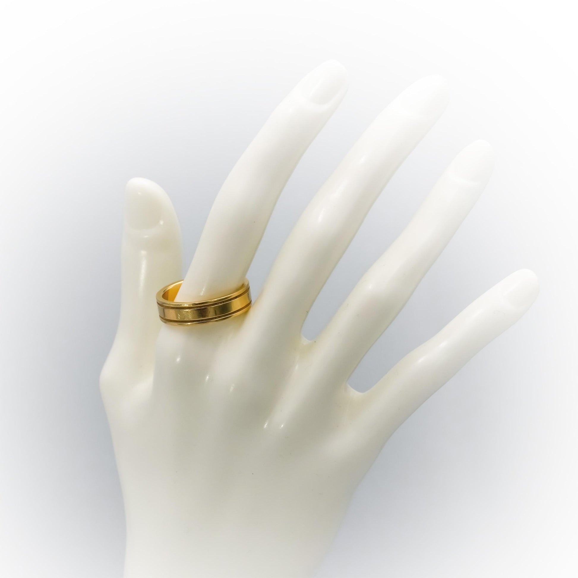 TIFFANY & CO. 18k Yellow Gold Milgrain Wedding 6.0mm Wide Band Ring Size 10.75