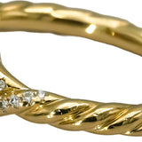 DAVID YURMAN 18k Yellow Gold Diamond Venetian Quatrefoil Ring 0.18CT Size 6