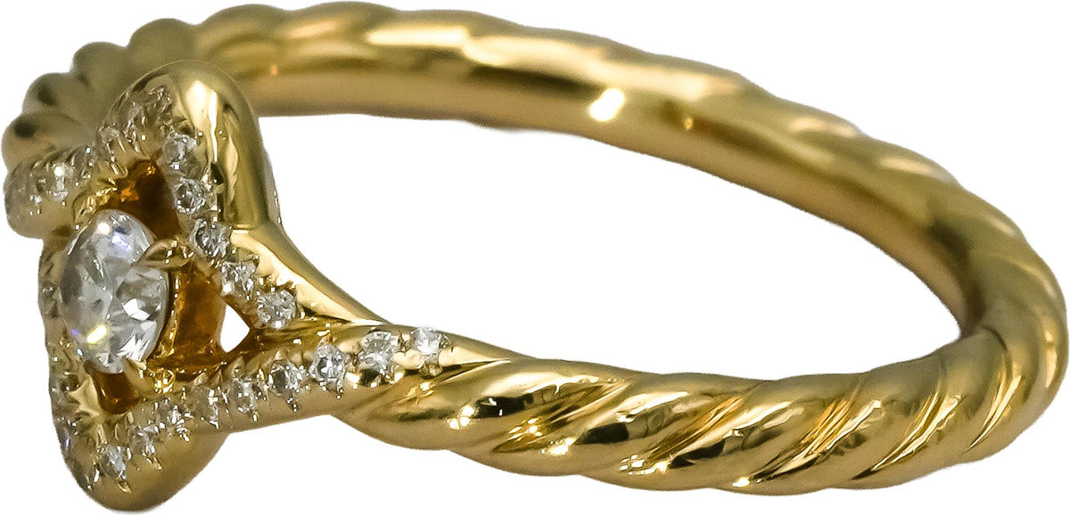 DAVID YURMAN 18k Yellow Gold Diamond Venetian Quatrefoil Ring 0.18CT Size 6