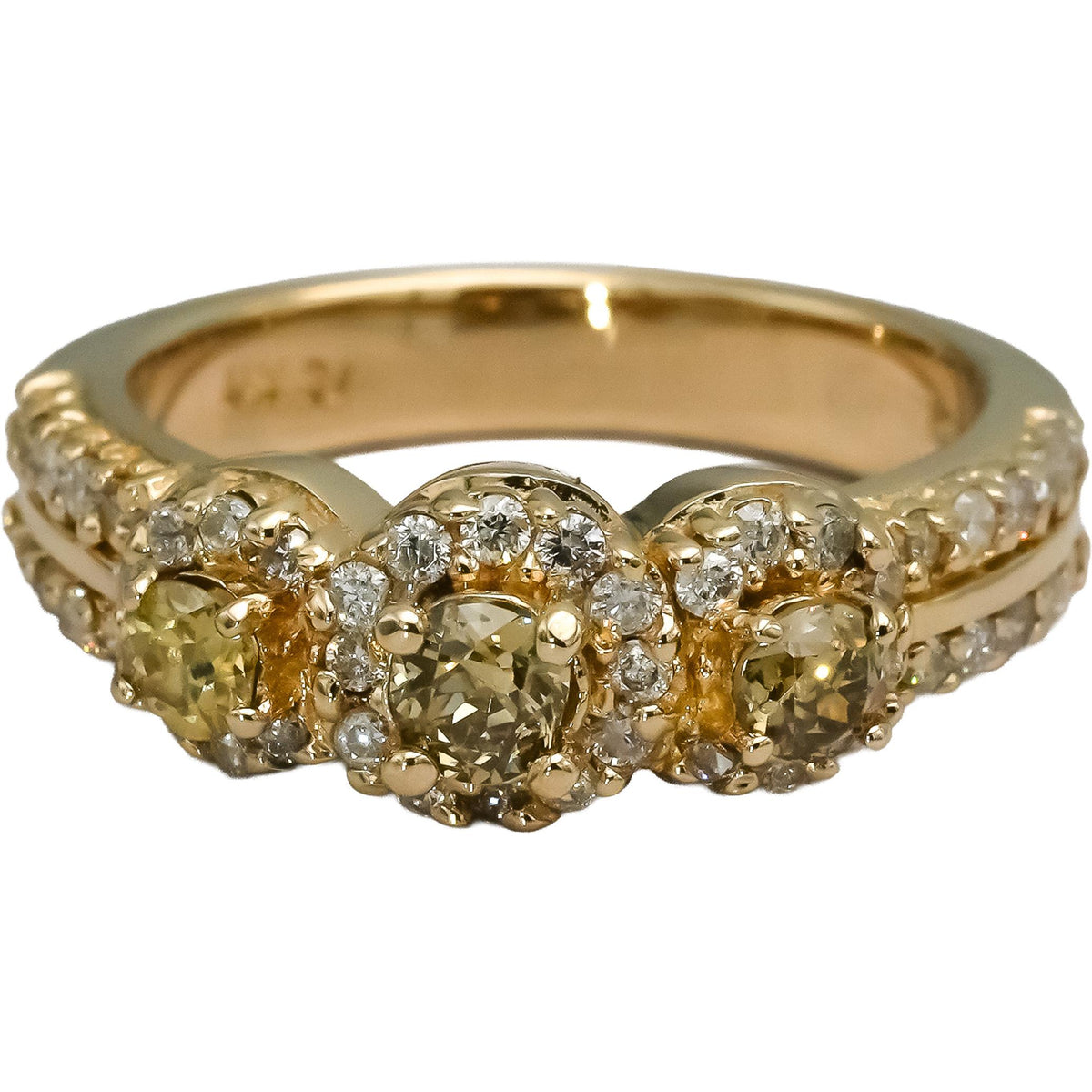 14k Yellow Gold Round Diamond Halo Ring 1.0CT Size 6.75