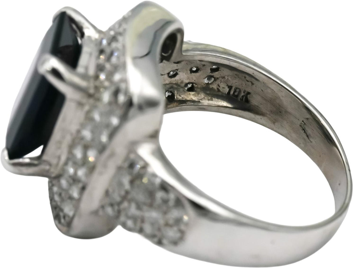 18k White Gold Diamond and Sapphire Cocktail Ring 5.75CT Size 6.75
