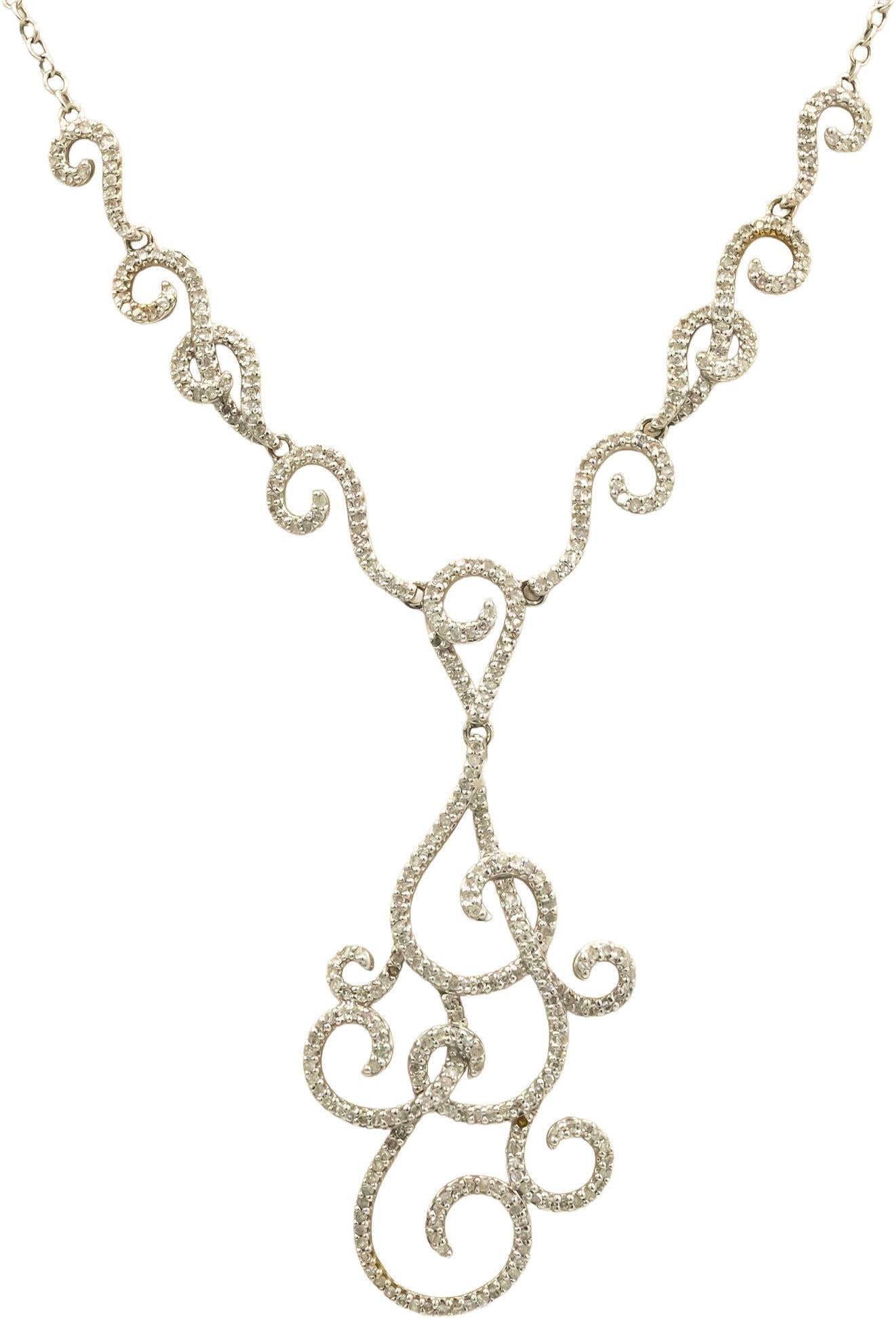 14k White Gold 1.0CT Diamond Formal Chain Necklace