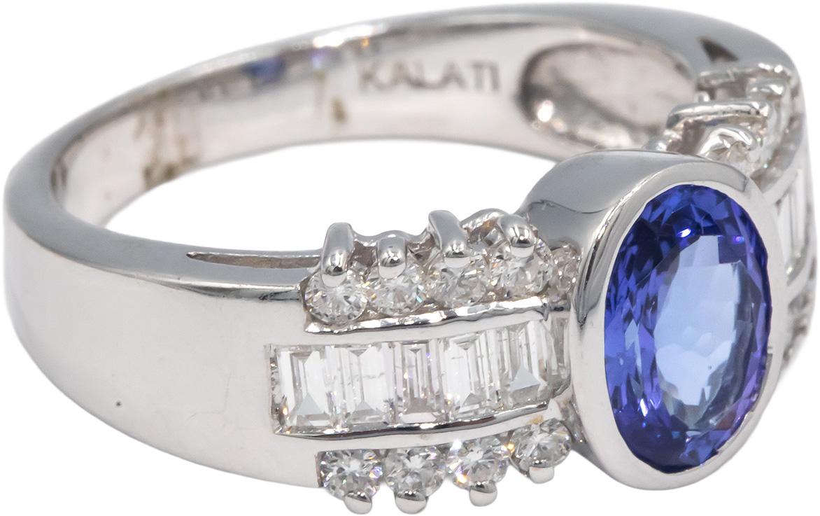 KALATI 18k White Gold 1.50CT Diamond and Tanzanite Ring Size 6.75