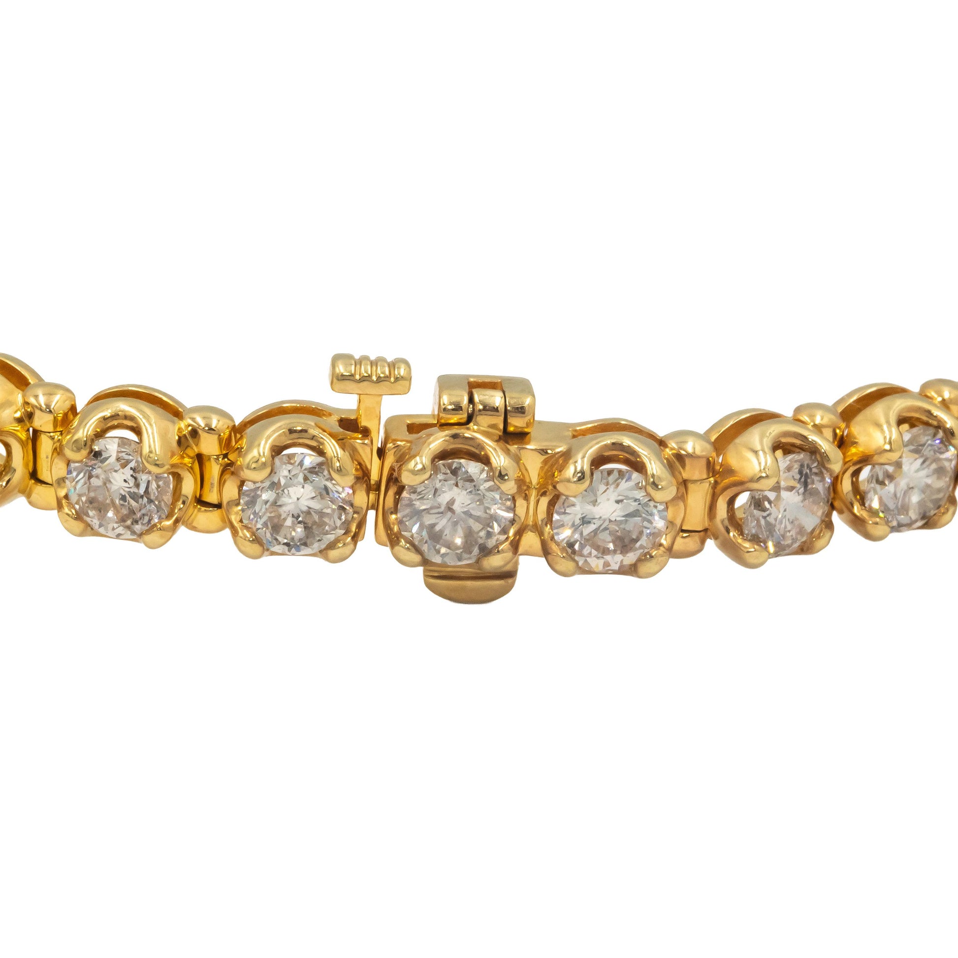 Diamond Round Cut 10k Yellow Gold Fancy Tennis Bracelet 10.0CT