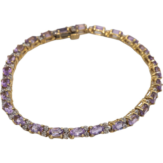 14k Yellow Gold 5.20CT Diamond and Aquamarine Tennis Bracelet