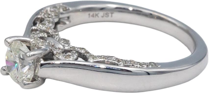 14k White Gold 1.0CT Round Cut Diamond Engagement Ring w/ 0.60CT Center Size 7