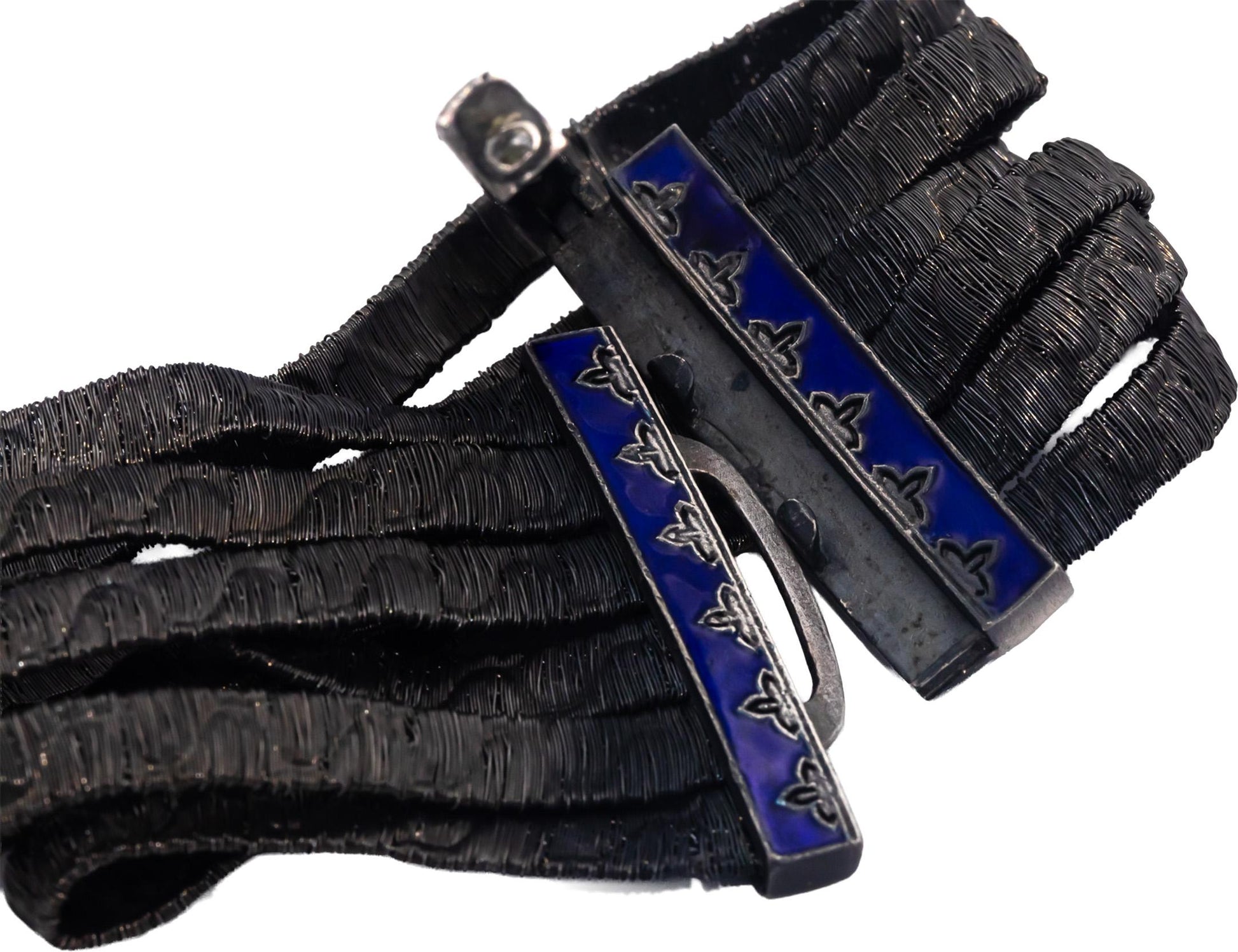 STAMBOLIAN 18k Gold and Sterling Silver Enamel Multi-Strand Mesh Bracelet