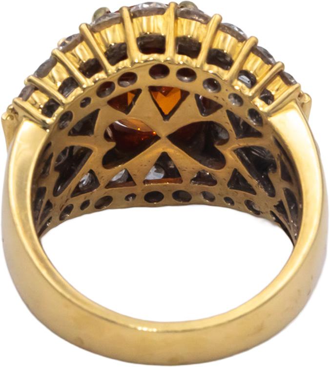 18k Yellow Gold VS Diamond and Spessartine Garnet Cocktail Ring 5.0CT Size 7