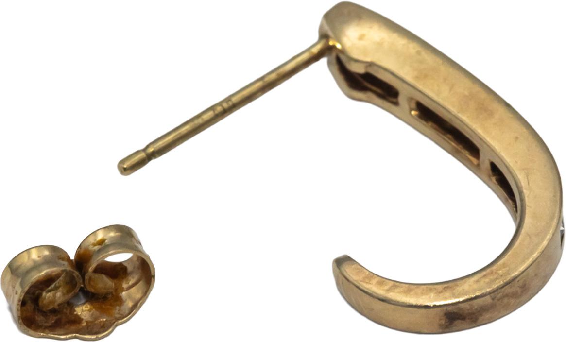 14k Yellow Gold Round Diamond Curved Stud Earrings 0.26CT