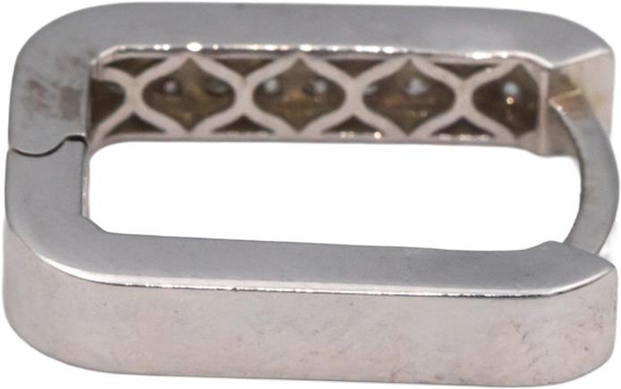 14k White Gold 0.25CT Round Cut Diamond Rectangle Hoop Earrings