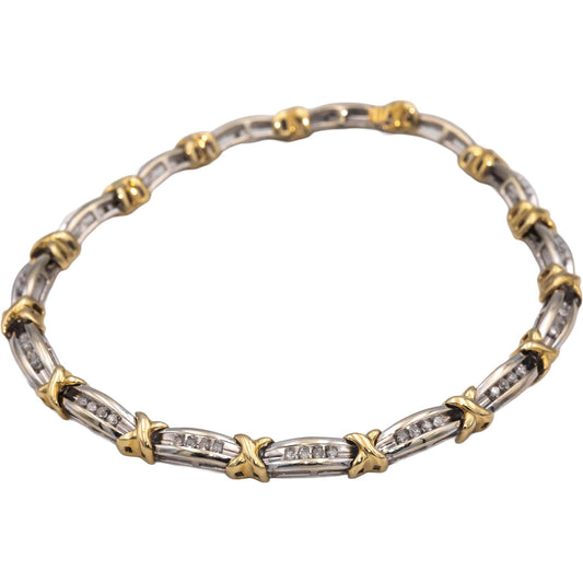 10k Yellow and White Gold 0.50CT Diamond Fancy Link Bracelet