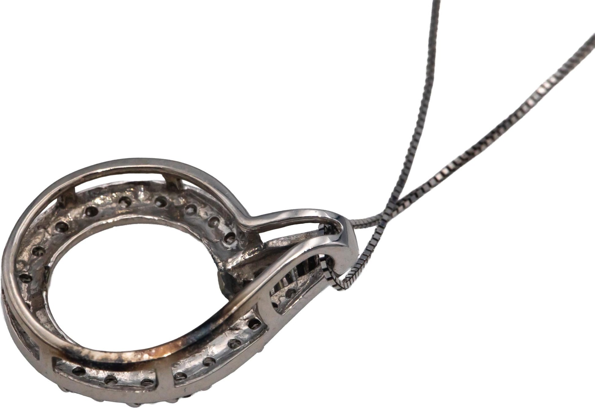 14k White Gold 0.50CT Round Cut Diamond Circle Pendant Necklace