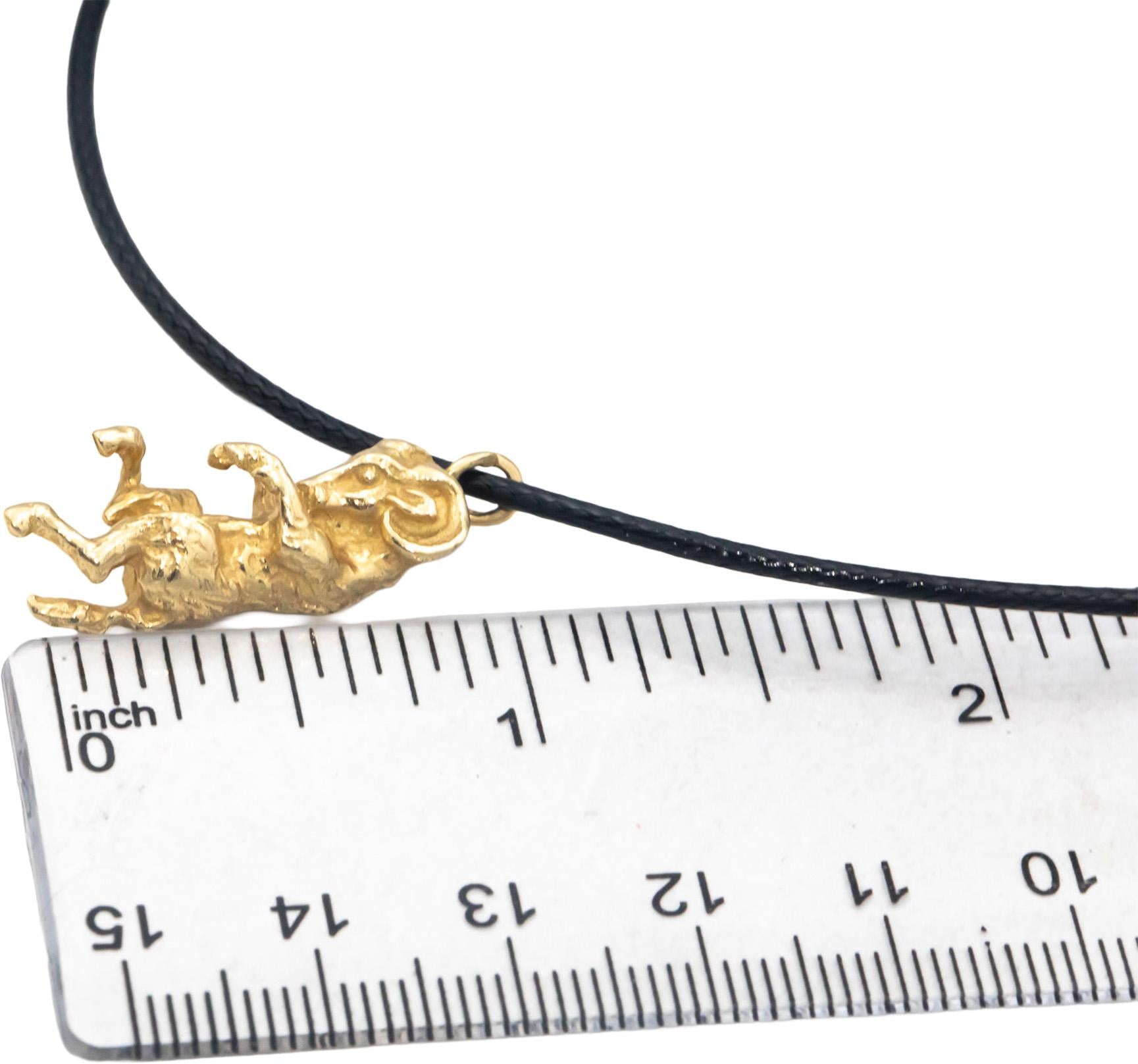 14k Yellow Gold Jewelry Detailed Ram Charm Pendant Necklace
