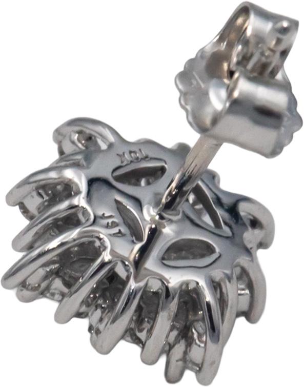 10k White Gold 0.50CT Marquise Baguette Round Cut Cluster Stud Earrings