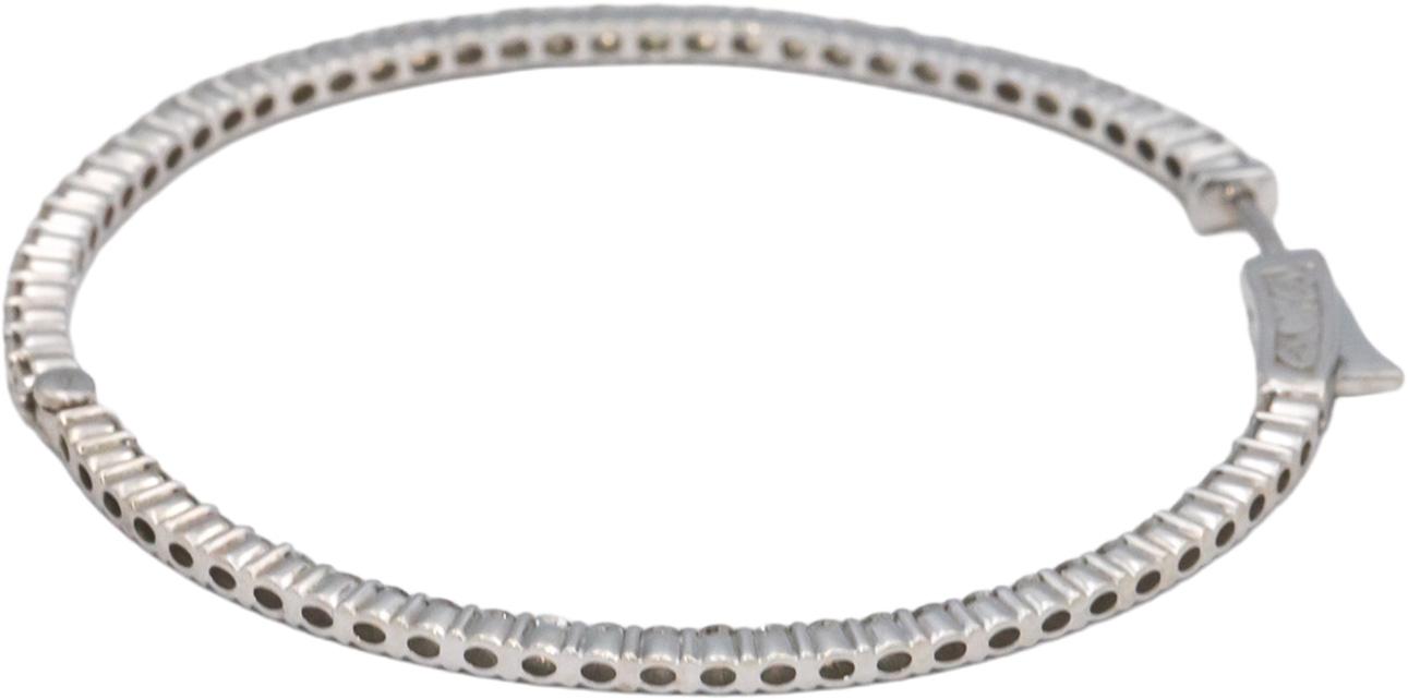 Round Cut Diamond 18k White Gold VS Oval Inside Out Hoop Earrings 5.40CT
