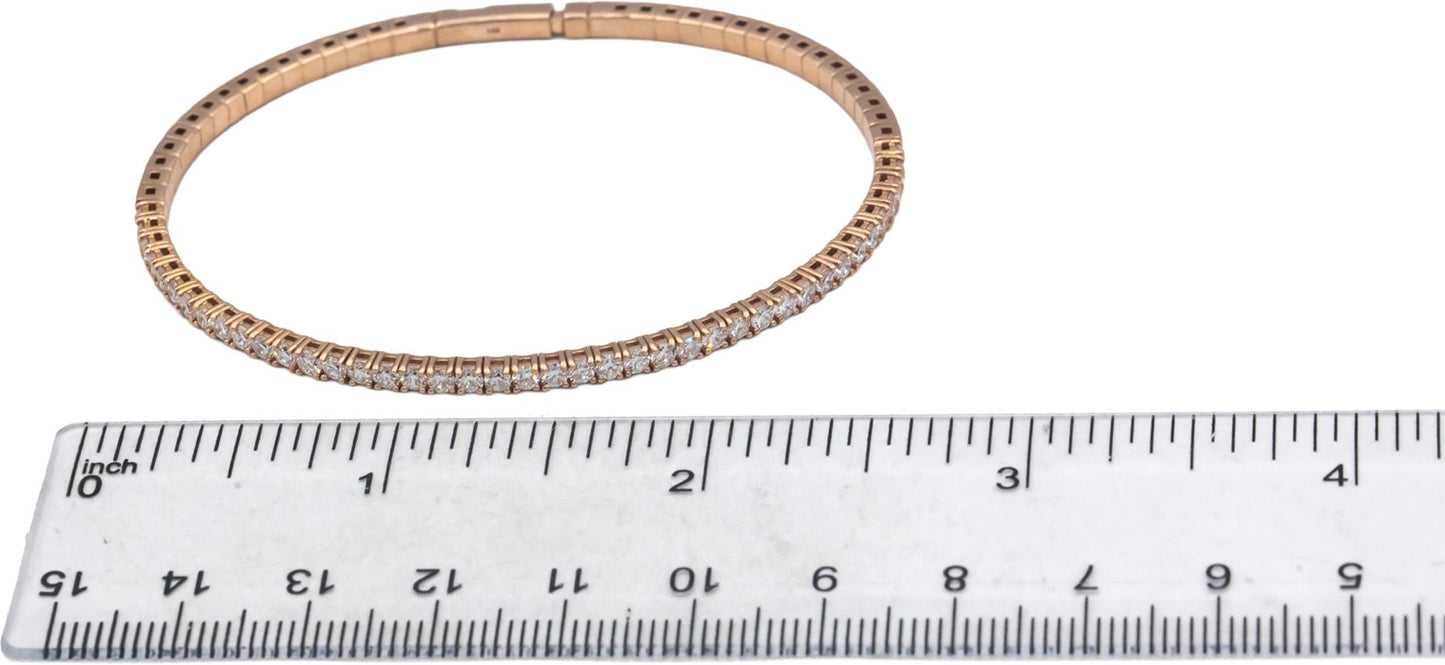 14k Rose Gold 1.70CT Round Cut Lab Grown Diamond Semi-Flexible Bangle Bracelet