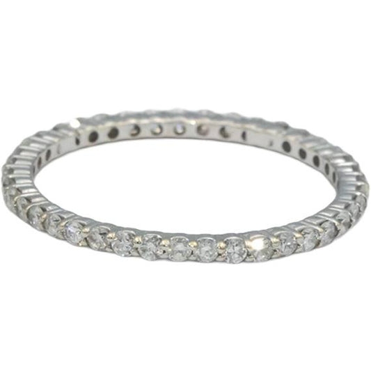 18k White Gold 0.50CT Round Cut Diamond Eternity Band Stackable Ring Size 6.5