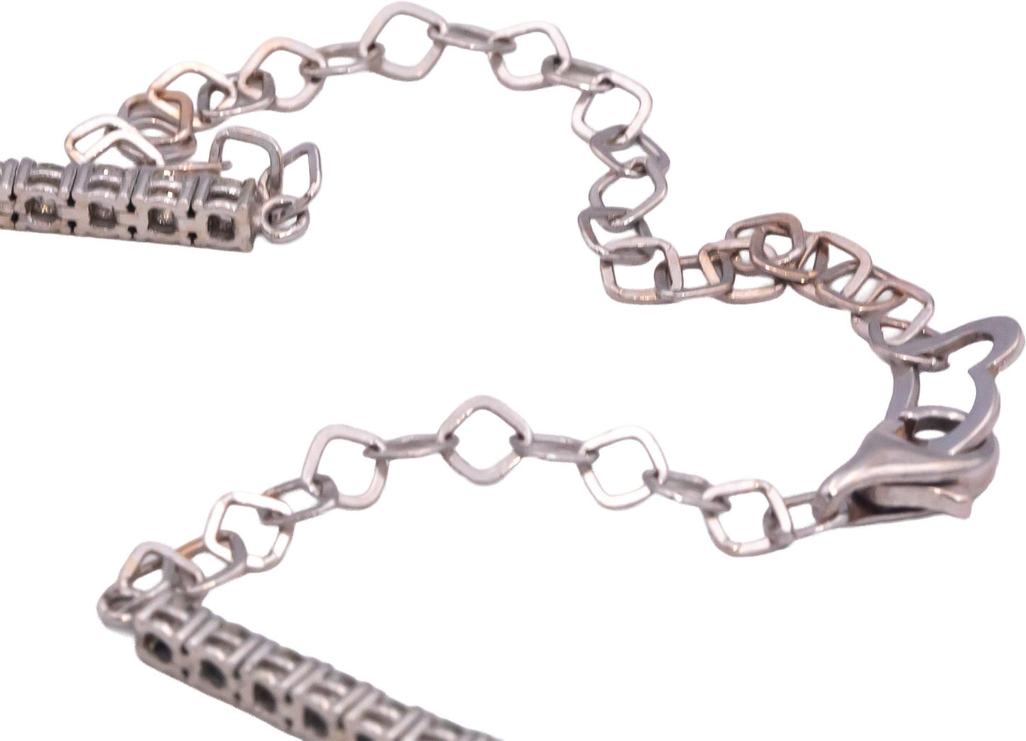 14k White Gold Round Cut Diamond Tennis Choker Necklace 16.5" Long 6.24CT