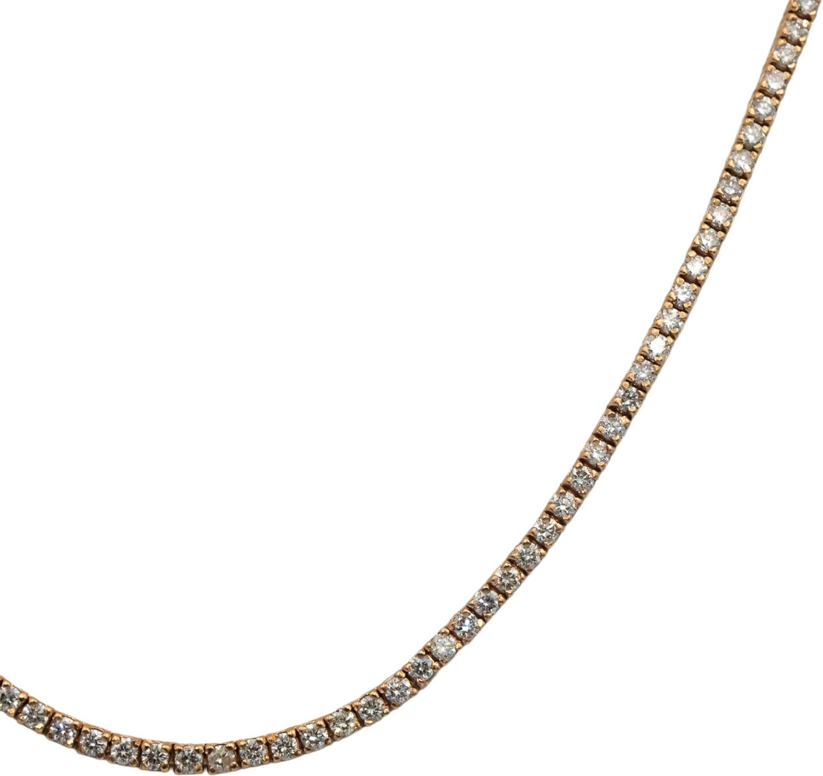 Round Cut Diamond 14k Rose Gold Jewelry Tennis Necklace 5.97CT