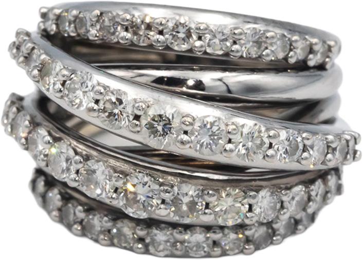 14k White Gold Round Diamond Multi-Band Ring 2.0CT Size 7.25