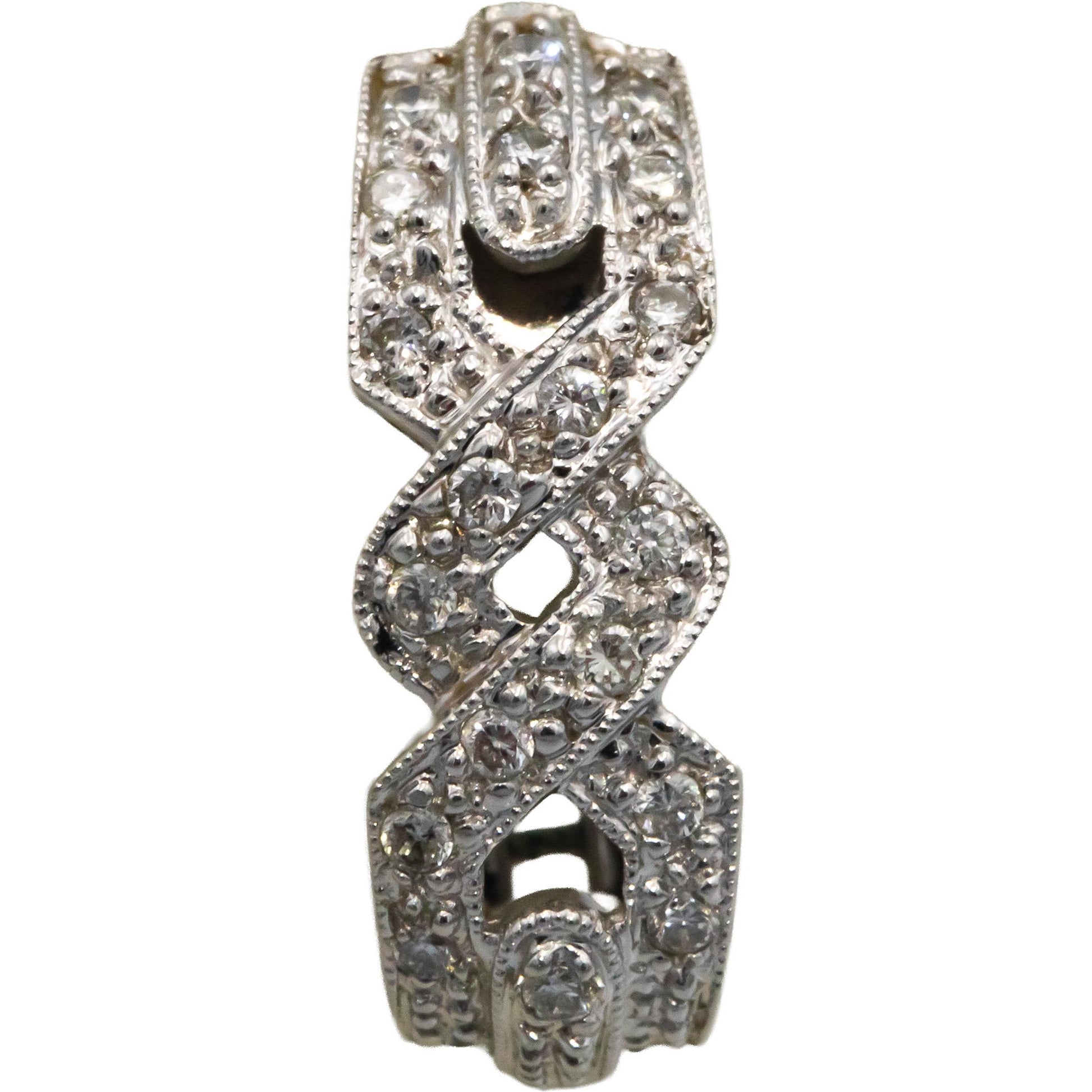 14k White Gold 0.40CT Round Cut Diamond Cluster Curved Earrings