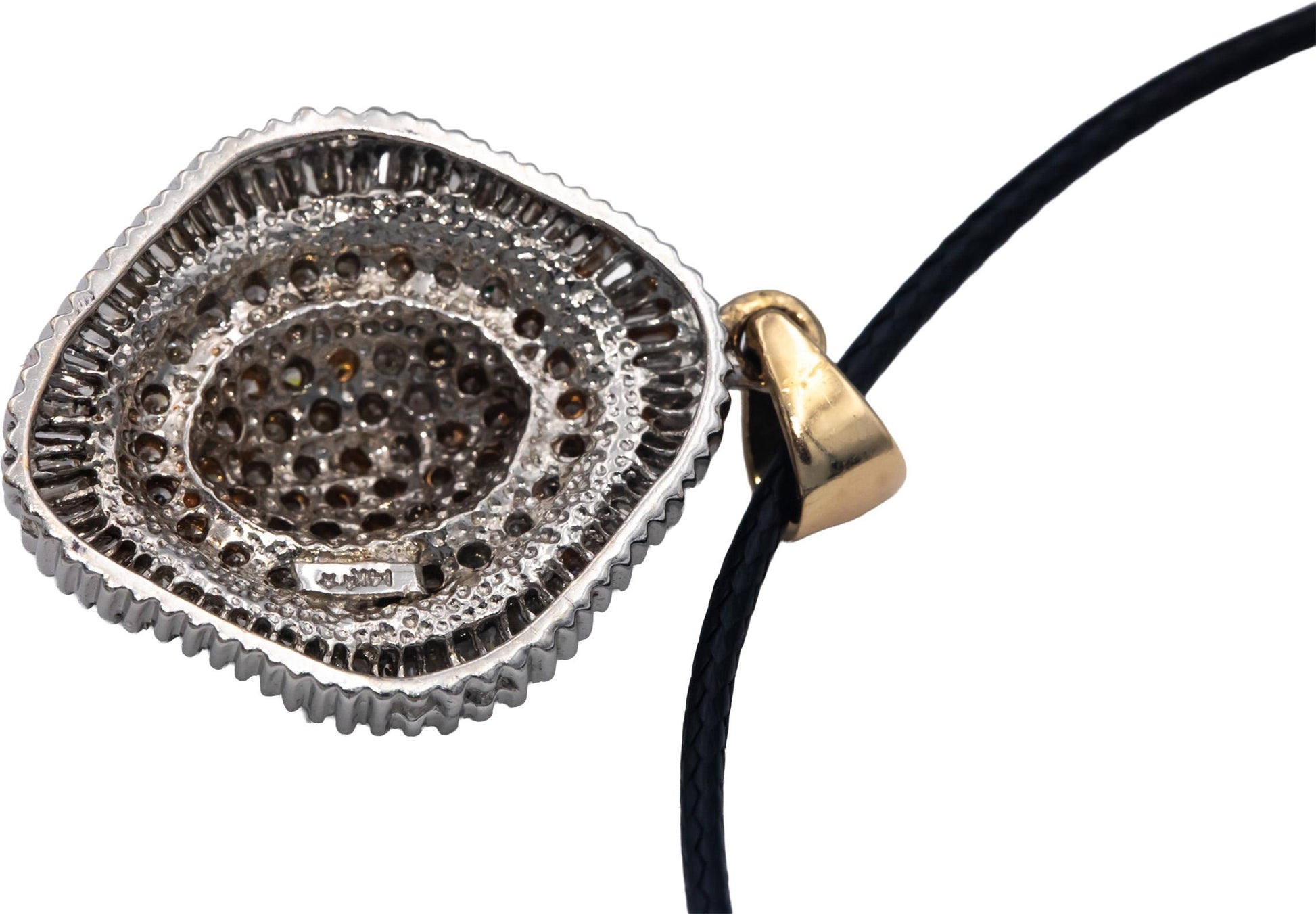 14k White & Yellow Gold Round and Baguette Cut Diamond Cluster Pendant 2.50CT