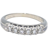 Vintage 1950s 14k White Gold Round Diamond Band Ring 0.15CT Size 6