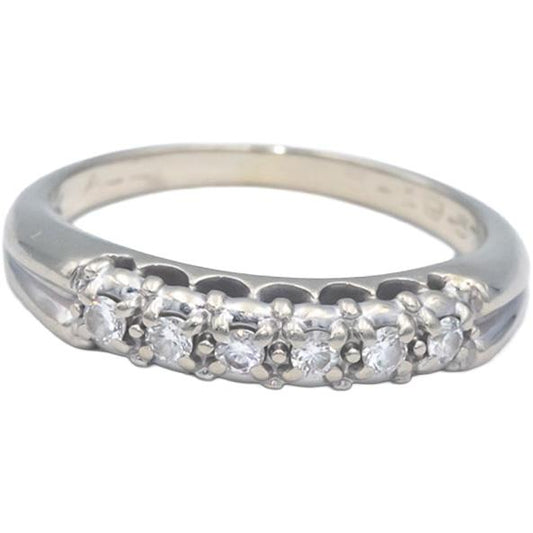 Vintage 1950s 14k White Gold 0.15CT Round Cut Diamond Band Ring Size 6