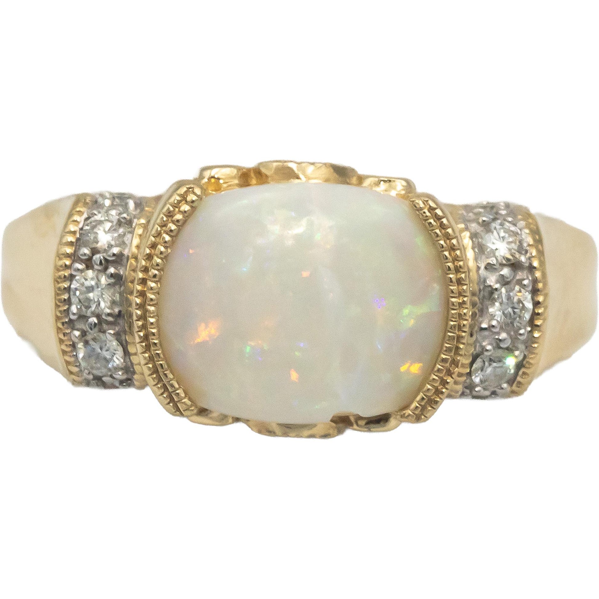 14k Yellow Gold 1.75CT Diamond Opal Tourmaline Ring Size 8.25