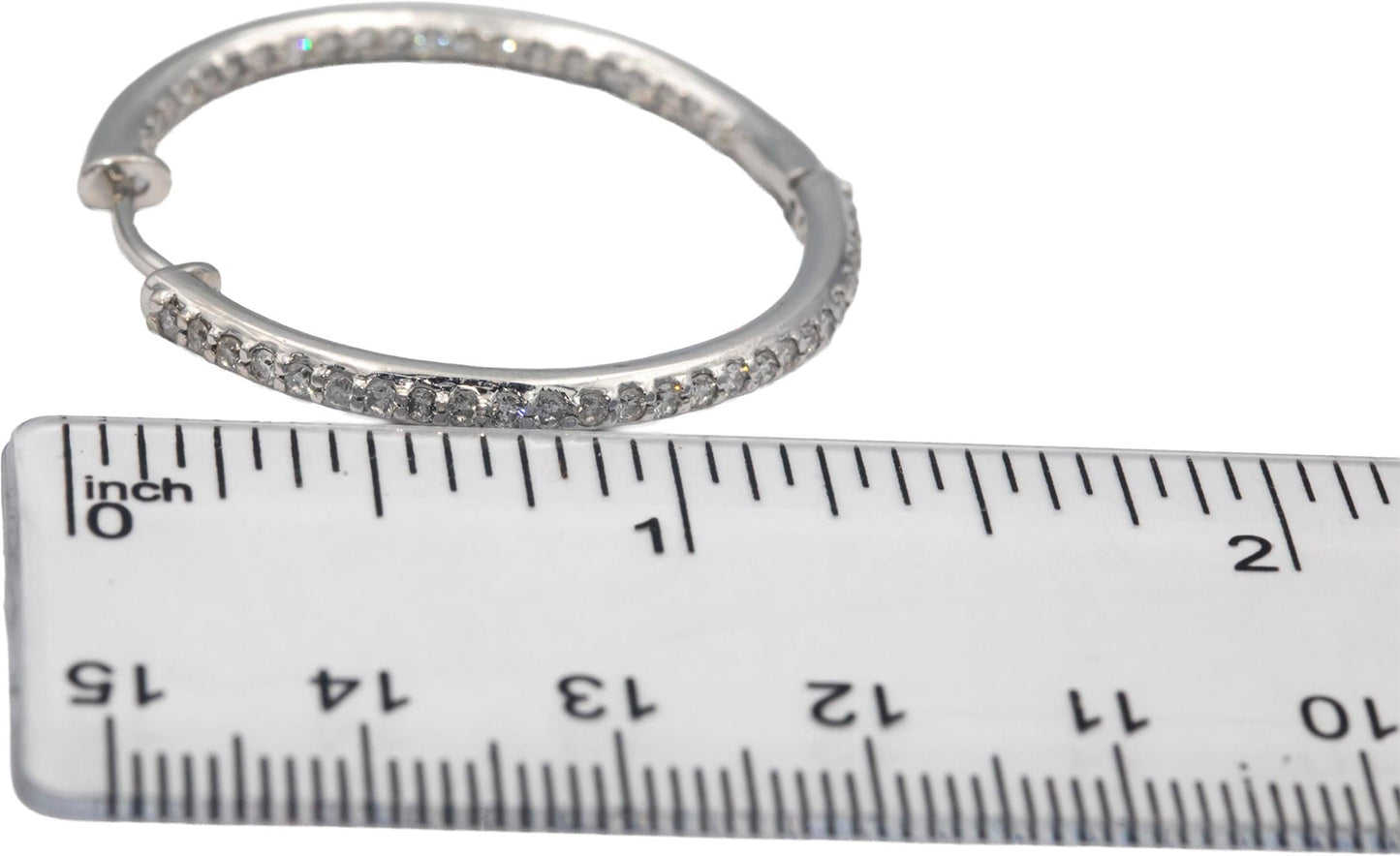 14k White Gold 1.50CT Round Cut Diamond Inside Out Hoop Earrings