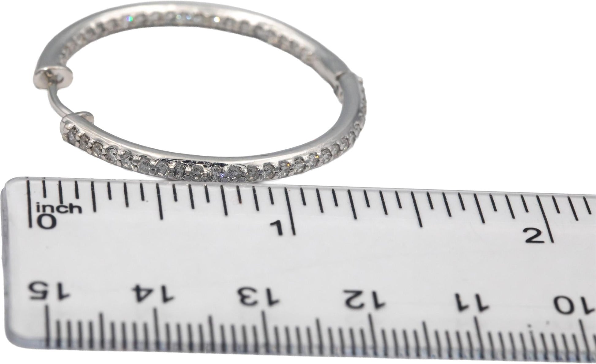 14k White Gold 1.50CT Round Cut Diamond Inside Out Hoop Earrings